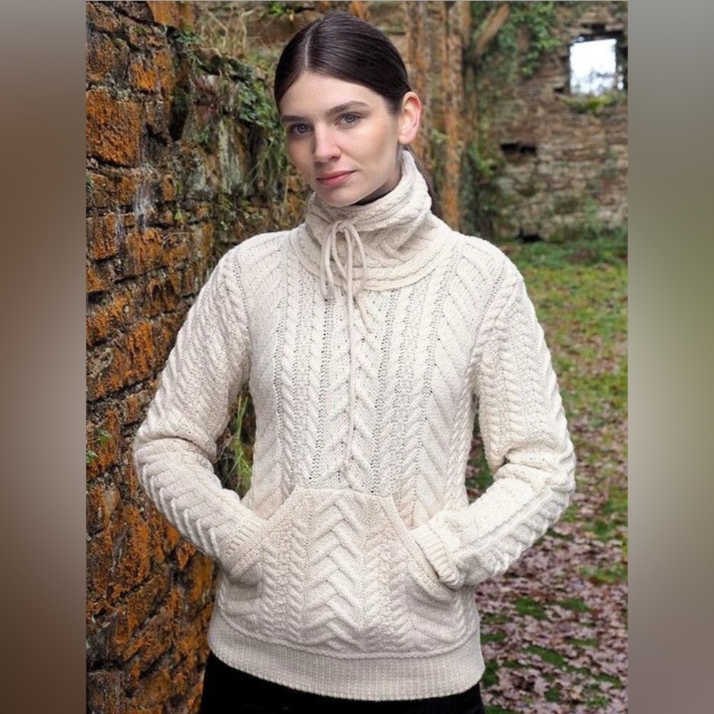 Aran Wool Drawstring Sweater